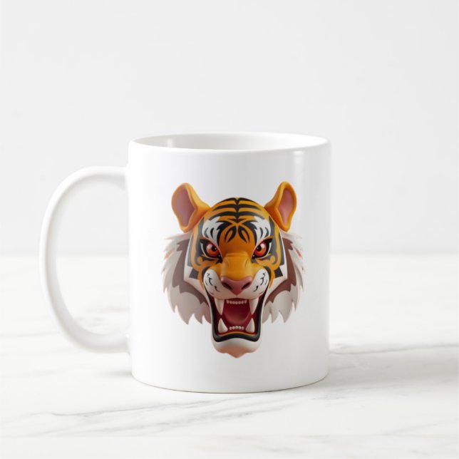 Taza De Café Tigre feroz al estilo personalizado con expresión. (Izquierda)