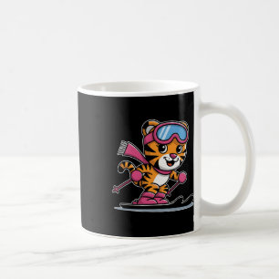 Taza De Café Tigre lindo esquiando gafas rosadas aventura de in