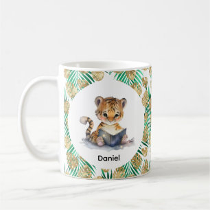 Taza De Café Tigre lindo leyendo un libro