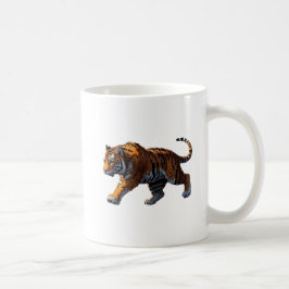 Taza De Café Tigre majestueux en pixel art.