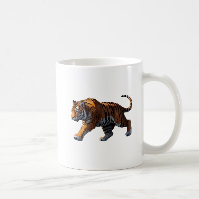 Taza De Café Tigre majestueux en pixel art. (Derecha)