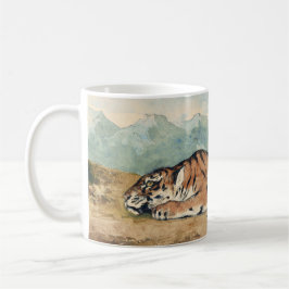 Taza De Café Tigre real, Eugene Delacroix, acuarela francesa,