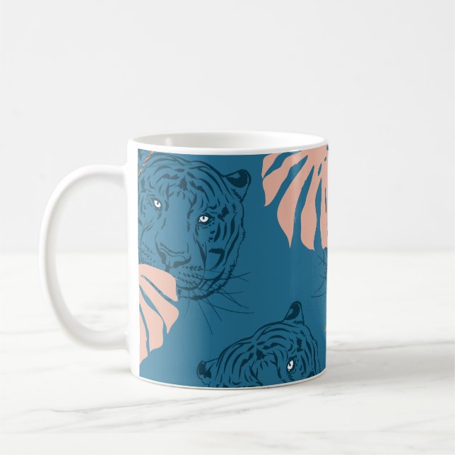 Taza De Café Tigre tropical deja azul profundo (Izquierda)