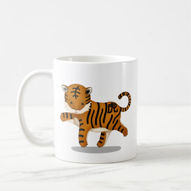 Taza De Café Tigre zodíaco chino curó Rótulo de astrología (Izquierda)