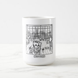 Taza De Café Tigres de Kawaii en un estudio de arte en Nueva Yo