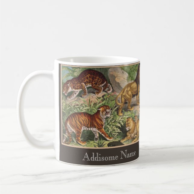 Taza De Café Tigres de leones de gato grande, leopardos, animal (Izquierda)