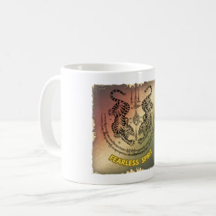 Taza De Café Tigres gemelos Sak Yant Mug Espíritu intrépido
