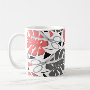 Taza De Café Tijeras de hojas de monstera de estampado tropical