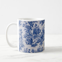 Taza De Café Tile de jouy azul y blanco elegante