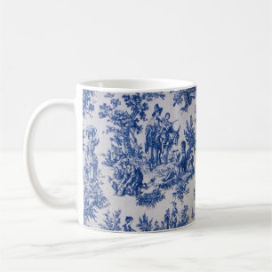 Taza De Café Tile de jouy azul y blanco elegante