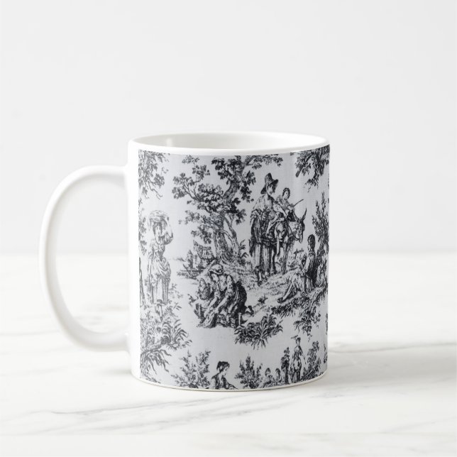 Taza De Café Tile de jouy negro y blanco elegante (Izquierda)