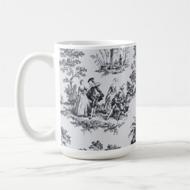 Taza De Café Tile de jouy negro y blanco elegante (Izquierda)