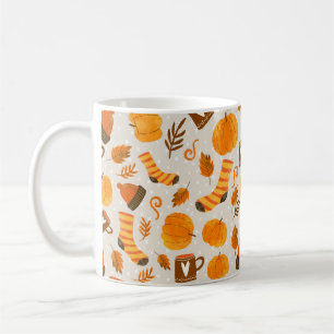 Taza De Café Tile De Patrón Sin Maravillas Tema De Otoño