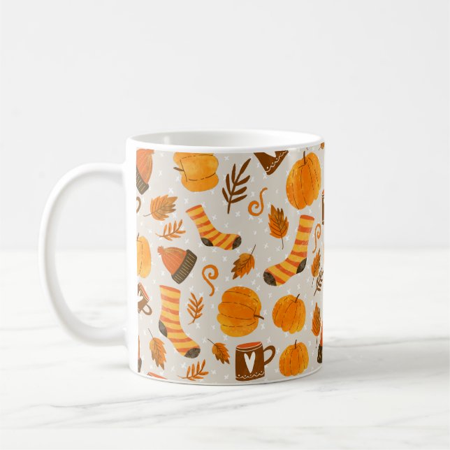 Taza De Café Tile De Patrón Sin Maravillas Tema De Otoño (Izquierda)