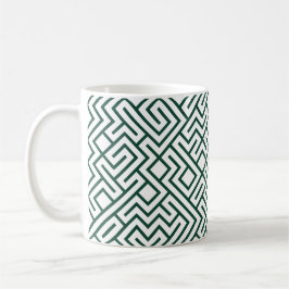 Taza De Café Tiled Lines Generative (Dark Green Line) Unique