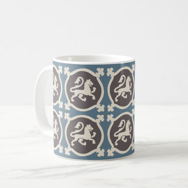 Taza De Café Tiles de león medievales Coffee Mug (Anverso izquierdo)