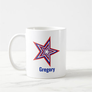 Taza De Café Tilted Red White and Blue Patriotic USA Star