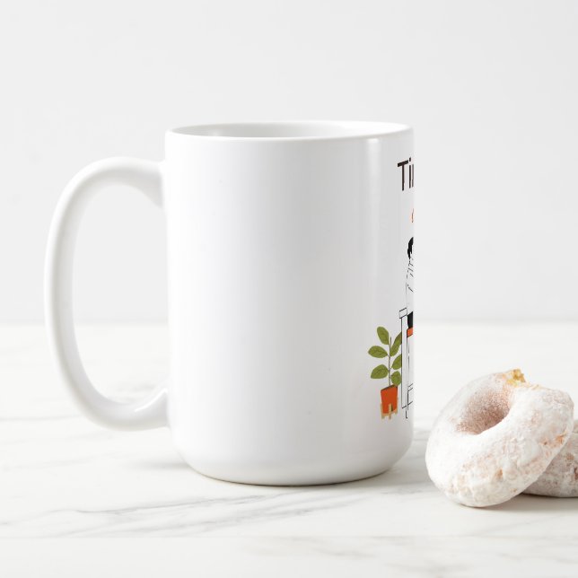 Taza De Café Time for Coffee Cute Couple Illustratio Mug, 15 oz (Con donut)