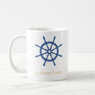 Taza De Café Timón de barco náutico personalizado Sail Away Bea