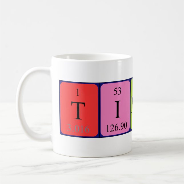 Taza De Café Timothe periódica table name mug (Izquierda)