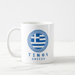 Taza De Café Tinos Y Bandera De Grecia