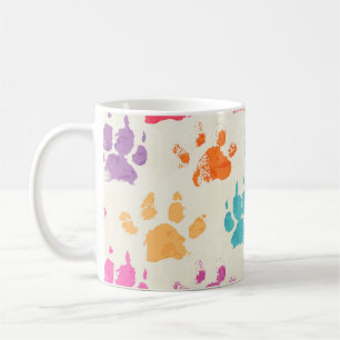 Taza De Café Tinta colorida, patas de perro sucias