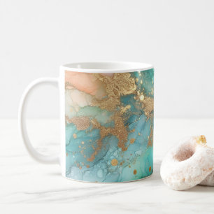 Taza De Café Tinta de alcohol azul y verde