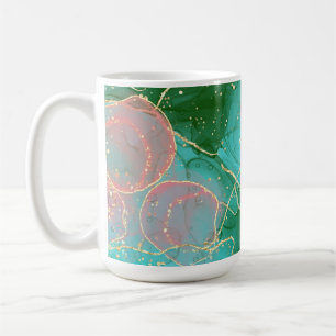Taza De Café Tinta de alcohol rosa, verde y verde azulada