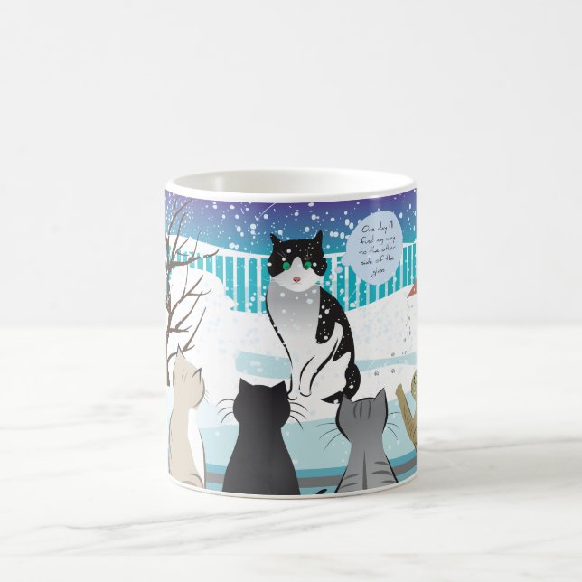 Taza De Café Tinta de impresión de gato (Aqua) (Centro)