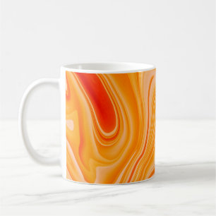 Taza De Café Tinta de mármol colorida. Patrón de mármol naranja
