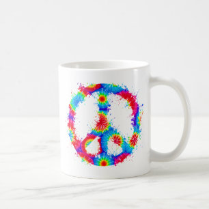 Taza De Café Tinta del teñido anudado del símbolo de paz