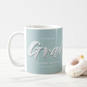 Taza De Café Tinta negrita manuscrita graduada café azul claro 