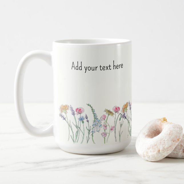 Taza De Café Tinta personalizada y acuarela (Con donut)