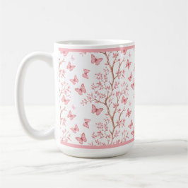 Taza De Café Tinta Rosa Sonrojado con Floral Delineada