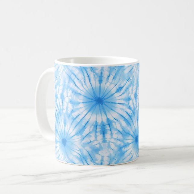 Taza De Café Tinte Azul Claro Blanco (Anverso izquierdo)