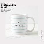 Taza De Café Tiny Heart Stripe Monograma Café Tea Mug<br><div class="desc">Esta taza de moda presenta el corazón más diminuto y las rayas clásicas de todos los tiempos. Es el lugar perfecto para añadir tu nombre y hacerlo exclusivamente tuyo. Gran regalo para un amigo,  profesor o miembro de la familia.</div>