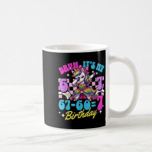 Taza De Café Tío 67-60=7 chica niña unicornio cumpleaños 7 haci