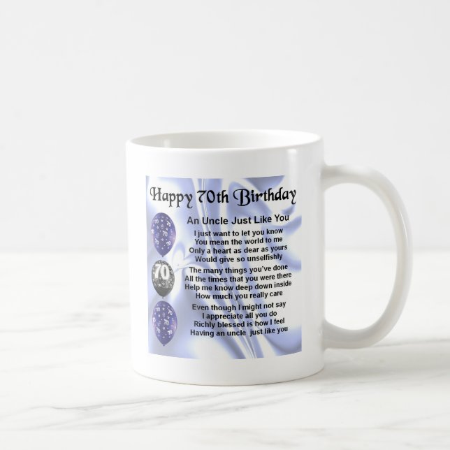 Taza De Café Tío Poem - 70.o cumpleaños (Derecha)