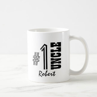 Taza De Café TÍO regalo moderno blanco y negro del número uno