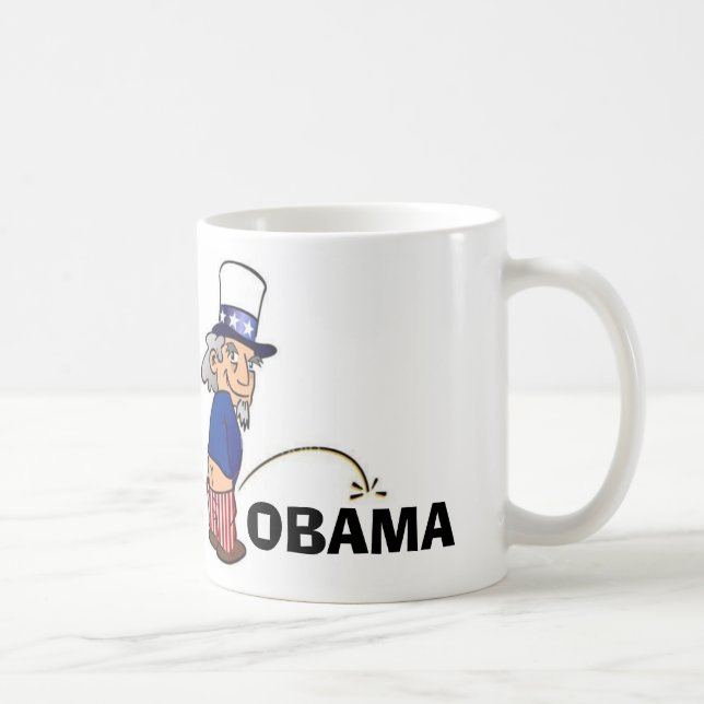 Taza De Café Tío Sam que hace pis en Obama (Derecha)