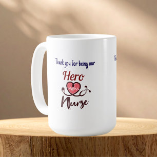 Taza De Café Tipeografía Rosa Enfermera Gratitud Lindo Personal