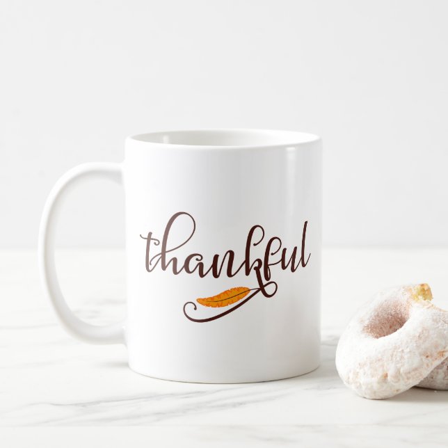 Taza De Café Tipografía agradecida boho nativa pluma (Con donut)