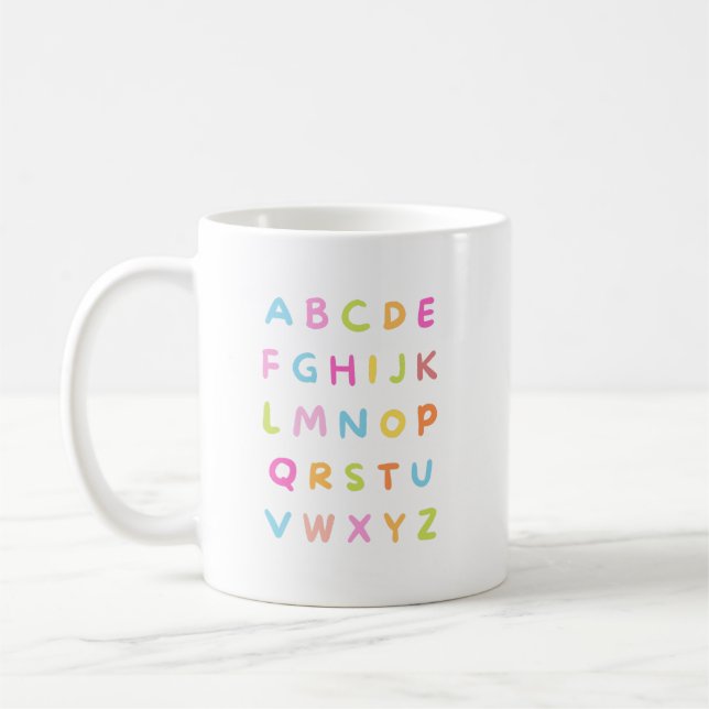 Taza De Café Tipografía alfabética colorida (Izquierda)