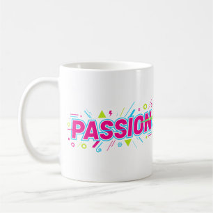 Taza De Café Tipografía apasionada vibrante - Estética pop art