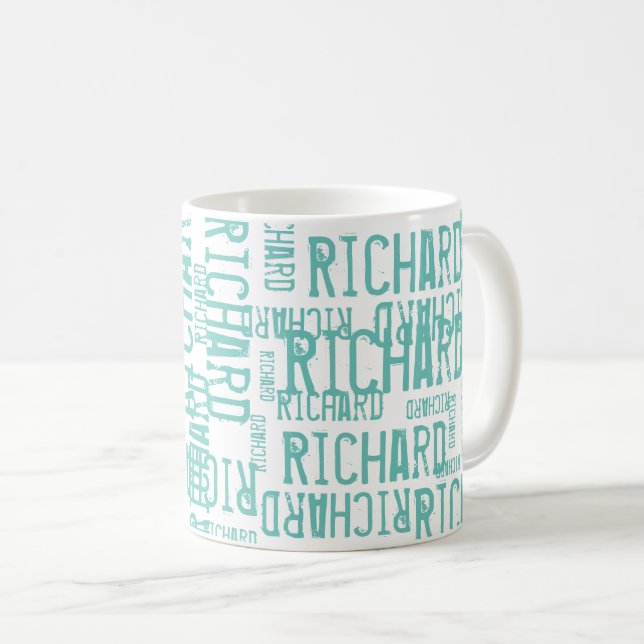 Taza De Café tipografía azul fresca y moderna (Anverso derecho)