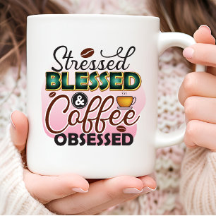 Taza De Café Tipografía bituminosa obsesionada de relieve café 