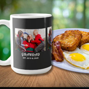 Taza De Café Tipografía Blanca Negrita Establecida Foto Abuelo