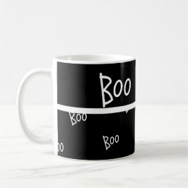 Taza De Café Tipografía bruta de Halloween blanco y negro