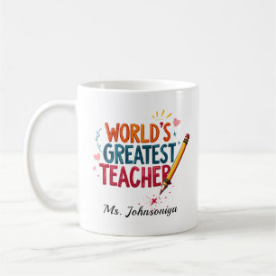 Taza De Café Tipografía Colorida El Mejor Profesor Del Mundo