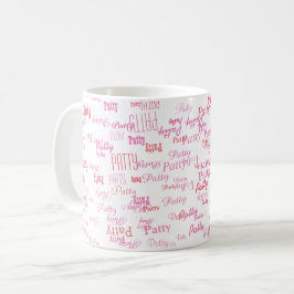 Taza De Café tipografía con nombres pequeños rosas